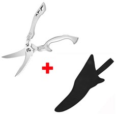 주방가위 다기능 스테인리스 스틸 주방 가위 강력한 닭 뼈 과일 해산 생선 저울 액세서리, [01] Scissors black cover
