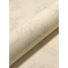 淡雅花卉禮品包裝紙，清新文藝風生日節慶禮物包裝，精美禮品包裝紙, 深黃, 1個