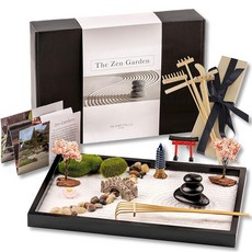 Island Falls Home Zen Garden Kit 27.9x20.3cm(11x8인치). 아름다운 일본 장식 미니 락 기능 선물 세트 가정 사무실 책상용. 젠 샌드, Island Falls Home Zen Garden K