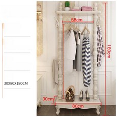 드레스룸 행거 스탠드 북유럽 사무실 침실 인테리어 옷걸이, 실버 트림 C-6 아이보리 80길이