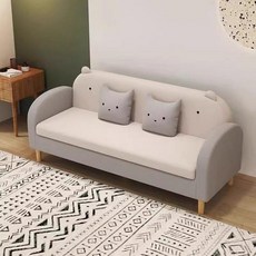 2인용 3인용 쇼파베드 거실 학원 소파 작은 미니 의자, 그레이-베이지화이트