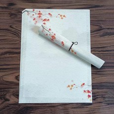 第2代 A5/A4 簡約禪意信紙 中式雙面全綵手繪花草紙 復古打印紙, 1個, 楓葉 信紙8張 ,A5 14.5X21cm