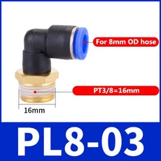 호환 PL 엘보 공압 피팅 1/4 3/8 1/2 1/8 BSP 수나사 공기 퀵 커넥터 L 푸시 인 호스 OD 6mm 8mm 10mm 12m, 03 50pcs, 10 8-03, 1개