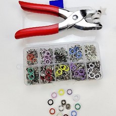 똑딱이 펀칭기 스냅 단추 100p 보관 케이스 포함 펜치 세트 의류 수선 공구, 1개, 2. 펀칭기+컬러단추 100세트+ 단추보관케이스
