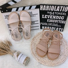 限時優惠價299 臺灣製 女鞋 涼鞋 平底 羅馬涼鞋 鬆緊帶 套腳式 百搭 橡膠防滑大底