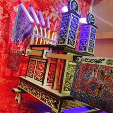 鑫水 武轎神轎 雷射雕刻模型 廟會擺飾, 1個, 武轎接燈款(含字)