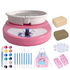 도자기물레 전기 도예 수업용 전동 가정용 세라믹 제작기 회전판 점토판 포함, 플러그인, 핑크 돌리는방식