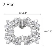 uxcell 큐빅 슈즈 클립 탈부착 가능 정사각형 신발 장식 버클 액세서리 여성의 결혼식 프롬 파티 하이힐 DIY 크래프트 장식용 실버 아연합금과 큐빅 2개