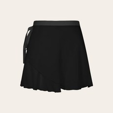 하글링 그레이 리본 도비 발레 스커트 블랙