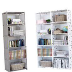 조립형 플라스틱 책장 다용도 수납 선반 옷장 정리 선반장, 그레이