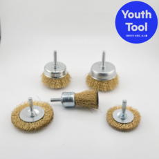 YOUTH TOOL 드릴용 철 황동 원형 강철 녹제거 불판 와이어 브러쉬, 1개