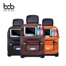휴지케이스 bob 차량용 트레이테이블 다용도 가죽 수납 포켓, 테이블가죽포켓, 커피브라운