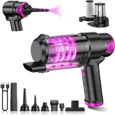 EYYA 휴대용 진공 무선 16KPA 고출력 자동차 청소기 및 에어 더스터 멀티 노즐과 2개의 HEPA 필터로 충전 가능한 충전기 홈 오피스용 핸드헬드