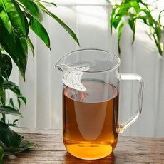 내열유리 거름망 숙우 400ml 투명 티팟 유리포트숙우