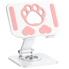 레드에셋 탁상용 태블릿 핸드폰 거치대 360도 회전 접이식 각도조절, 화이트, 테블릿 모델, 1개