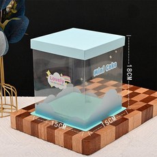 조각케이크 포장용기 앞열림 포장상자 원형 디저트용기, 1개, 미니 케이크 블루 25세트 15x15x18cm