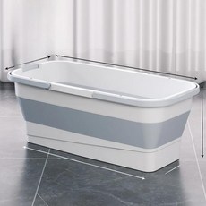 대용량 직사각형 플라스틱 걸레통 바퀴 접이식 물통 바닥 청소 도구 드래그 버킷, 12. 회색과 흰색의 배색✨특대형 모델 [50cm 이하, 1L