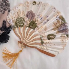 貝殼扇 摺疊扇 隨身便攜 古風扇子 漢服道具, 1個, 金色貝殼扇c