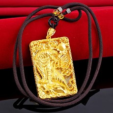 臺灣熱銷 臺灣熱銷 鍍金招財媽祖佛祖吊墜 越南沙金雙層噴砂鍍金關公吊牌搭配項鍊, 上山虎, 1個