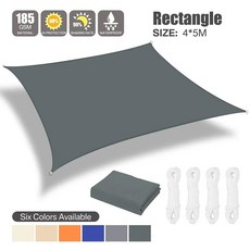 방수 옥스포드 회색 사각형 쉐이드 돛 정원 테라스 캐노피 수영 태양 야외 캠핑 마당 쉘터, 16) Rectangle 5x4M, 16) Rectangle 5x4M