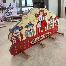 財神爺鑰匙掛鉤 玄關牆面裝飾壁掛收納掛架, 1個, 高端金屬直鉤單層簡約款
