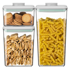 진공 원터치 밀폐용기 분유 커피콩 단백질 보관용기, 3세트, 화이트