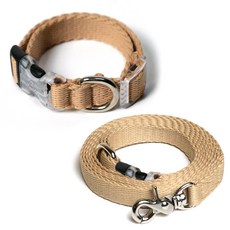 아띠지기 반려동물 목줄 + 핸즈프리 리드줄 세트, 올베이지, 1세트