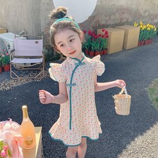 賣場優選童裝 女童洋裝 女童旂袍連衣裙夏季2025新款寶寶洋氣夏款漢服兒童裝夏裝公主裙子
