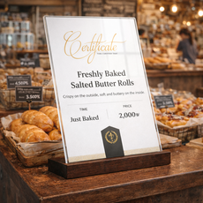 마벨인홈 감성 우드 베이스 원목 아크릴 메뉴판 POP 꽂이 카페 테이블 안내판 세로형, 1개, 월넛