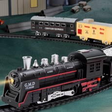 전동 레일 기차 장난감 증기기관차 복고 최애 KTX 선물, 86cm 기관차+곡선+직선+충전