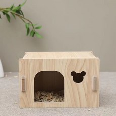三居室倉鼠木屋 可掀蓋木製躲避屋 黃金鼠/蜜袋鼯適用 小動物造景多居室鼠窩, 1個, 單居室拱門【尺寸16*11.5*10】C