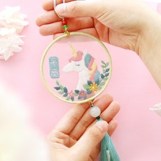 熱銷 刺繡手工diy材料包 自繡製作平安福禦守書簽掛件雙麵繡蘇繡送男友禮物, 【夢獸平安】送繡繃+禮盒 【需自己縫製】, 1個