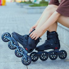 레이싱인라인 롤러 블레이드 3휠 스피드 블랙 롤러블레이드, 43, 1개, 블랙 4x100mm휠