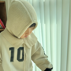 퍼플더리 아동용 니트 바라클라바 후드 방안 넥웨머 보넷 모자