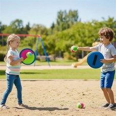 정그리마켓 찍찍이 캐치볼 세트 (원판2개 공3개) 어린이캐치볼 공놀이 흡착공