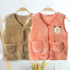 몽실이 곰돌이 후리스 조끼 2개 아동 어린이 실내조끼 겨울 보온 베스트
