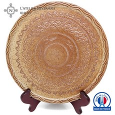 AN58璟庭坊 法國工藝手工刻紋紅酒墊 搭配手作6吋杏仁派禮盒組, 托斯卡棕, 1個