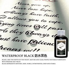 OCEAN WHALE 鯨魚系列二代 鋼筆彩墨 奈米級防水墨水 蘸水筆適用, 01-黑色(BLACK),50ml, 1個