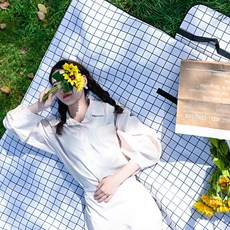 로미즈 방수 피크닉 돗자리 휴대용 감성 대형 매트, 01.화이트체크