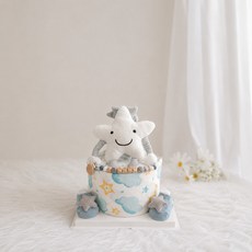 星月尿布蛋糕禮盒 包含尿布 音樂鈴 嬰兒襪 紗布巾 奶嘴鏈