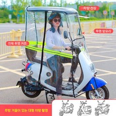 오토바이용 천장 캐노피 커텐 8종 설치형 창문 여름용 그늘막 자외선 차단 스쿠터, B. 블랙+투명 투명커튼 F2Y, 1개