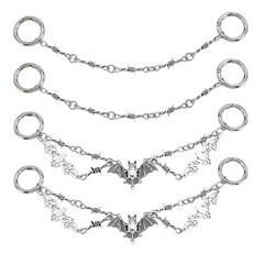 4개 합금 소재의 신발 모양 참 장식 (2가지 스타일) 합금 스프링 게이트 링 박쥐 모양 플래티넘 240~247mm, 은색