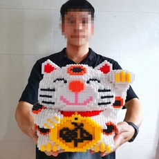 저금통 나노블록 복고양이 손흔드는 마네키네코 일본 재물신 2650pcs 미니블럭 집콕놀이 시간때우기 홈놀족 장난감, 1개