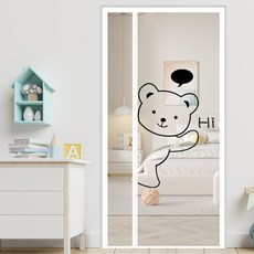 夏季臥室防蚊門簾 磁吸免打孔 紗簾紗門 紗窗家用防蠅窗簾, Waving Bear, 磁性塊,W110xH200cm, 1個