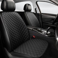 정싱 차량용 사계절용 가죽통풍 방석 방석 커버 자동차 시트커버 세트 앞/뒤 좌석 옵션, 1세트, 블랙 앞 풀세트 조수석+운전석