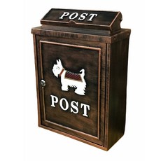 蘇格蘭梗犬造型信箱，安全耐用郵件收納好幫手，庭院裝飾信箱，特色造型信箱, 刷紅銅色, 1個