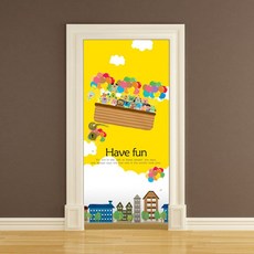 시트지작업 현관문 리폼 시트지캐릭터월드풍선타고 하늘높이 fre*161OP, 본상품선택