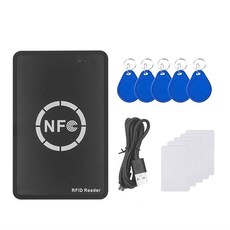 RFID NFC 스마트 칩 리더/라이터+5xUID 카드+CUID 키 체인 RFID 복제기 태그 복제 ID IC 키 배지 복사기, 검은색