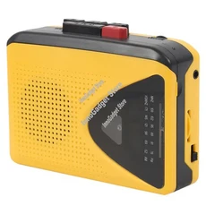 휴대용 AM/FM 라디오 카세트 음악 테이프 플레이어 방송 라디오 테이프 레코더(확성기 지원 3.5Mm 헤드폰-A, 01 Yellow