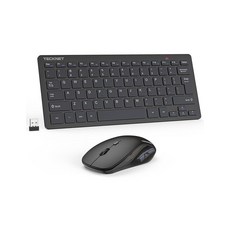 TECKNET 무선 키보드 및 마우스 콤보 미니 컴퓨터 세트 2.4GHz 무소음 조절 가능한 1600 DPI 조용한 클릭 컴퓨터 노트북 PC 윈도우 맥 크롬 O, 블랙